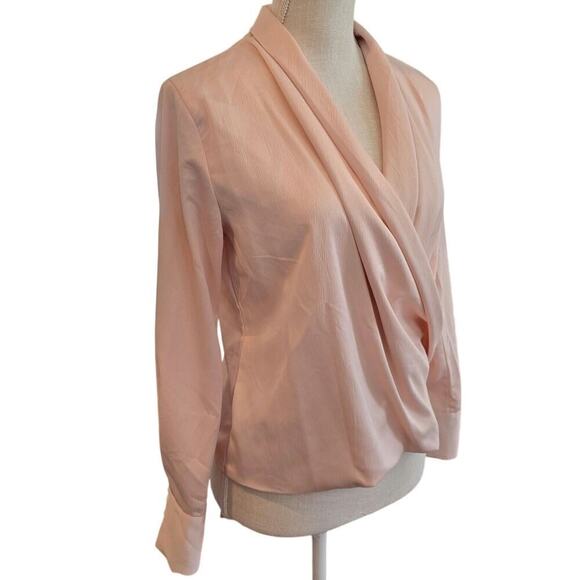 NWT Drape Plunging Satin Blush Bouse Sz Small - Picture 2 of 6